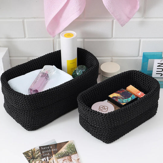 Paniers de rangement tissés à la main pour intérieur polyvalent 4