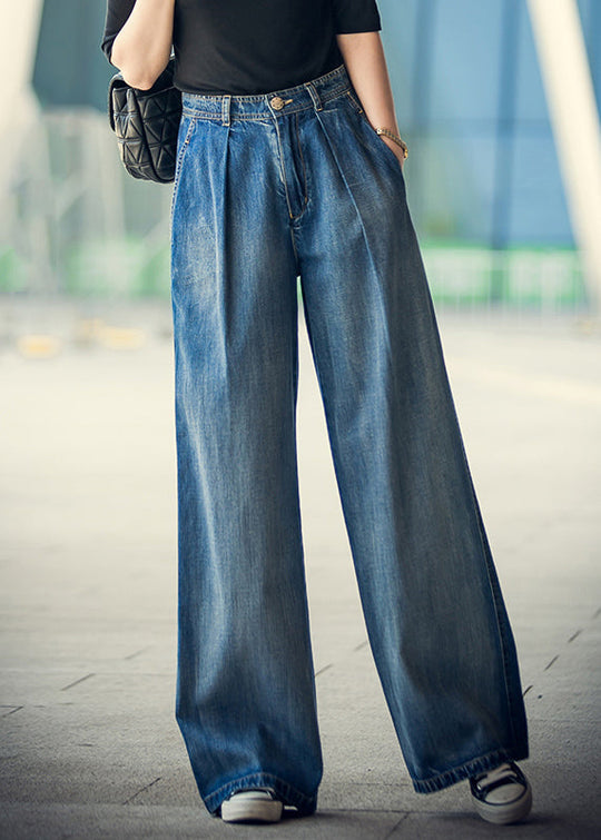 Pantalon Ample Femme en Denim Bleu 2