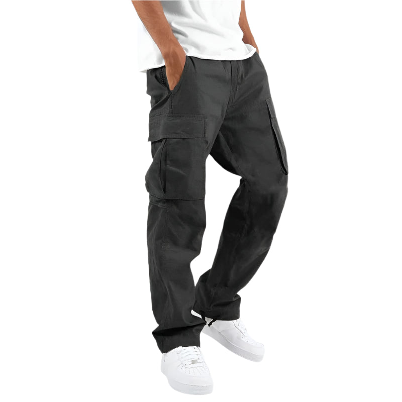 Pantalon Cargo Homme Moderne en Mélange de Coton avec Poches Pratiques 0