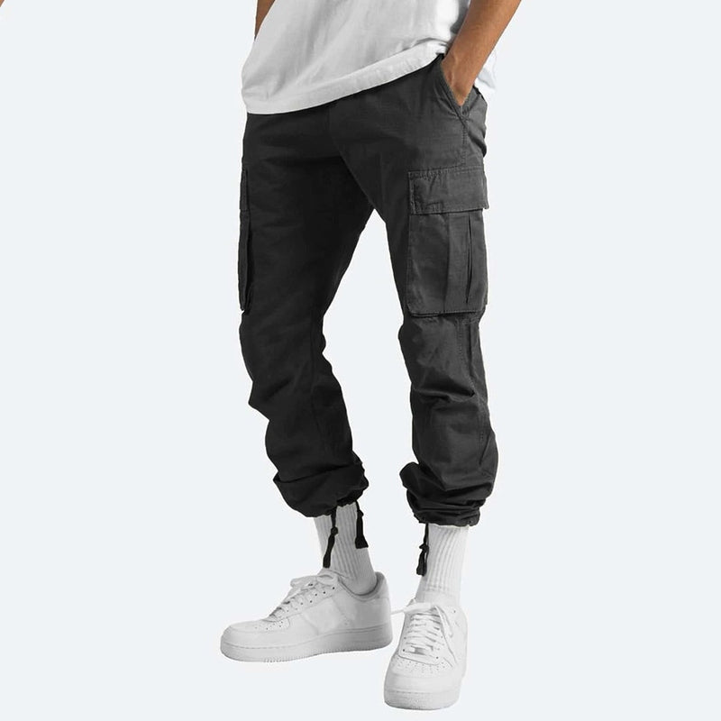 Pantalon Cargo Homme Moderne en Mélange de Coton avec Poches Pratiques 1