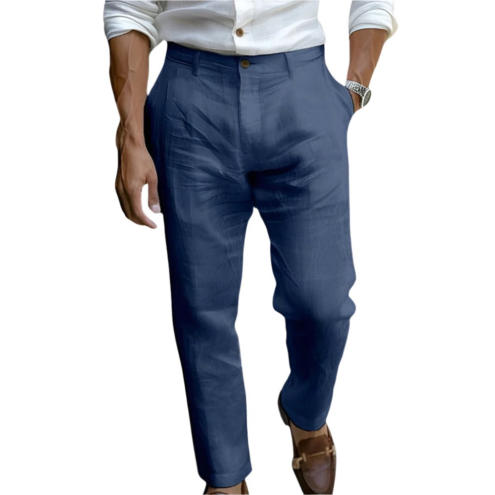 Pantalon Droit pour Hommes – Coupe Classique – Devant Plat – Fibres Naturelles Respirantes 0