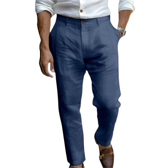 Pantalon Droit pour Hommes – Coupe Classique – Devant Plat – Fibres Naturelles Respirantes 0