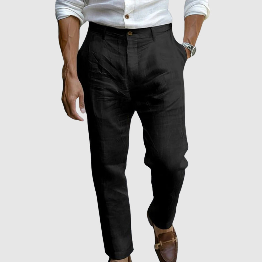 Pantalon Droit pour Hommes – Coupe Classique – Devant Plat – Fibres Naturelles Respirantes 1