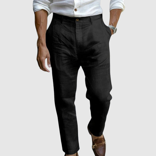 Pantalon Droit pour Hommes – Coupe Classique – Devant Plat – Fibres Naturelles Respirantes 1