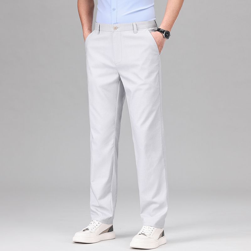 Pantalon Droit pour Hommes en Mélange de Tencel et Lin 1