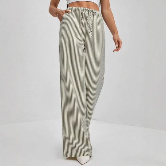 Pantalon Femme Droit Décontracté Avec Cordon De Serrage 1