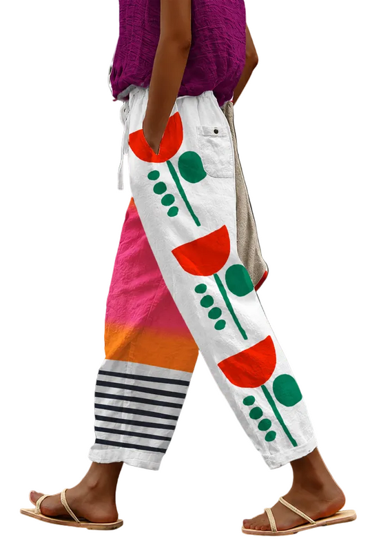 Pantalon Femme Imprimé Unique Confortable avec Poches 0