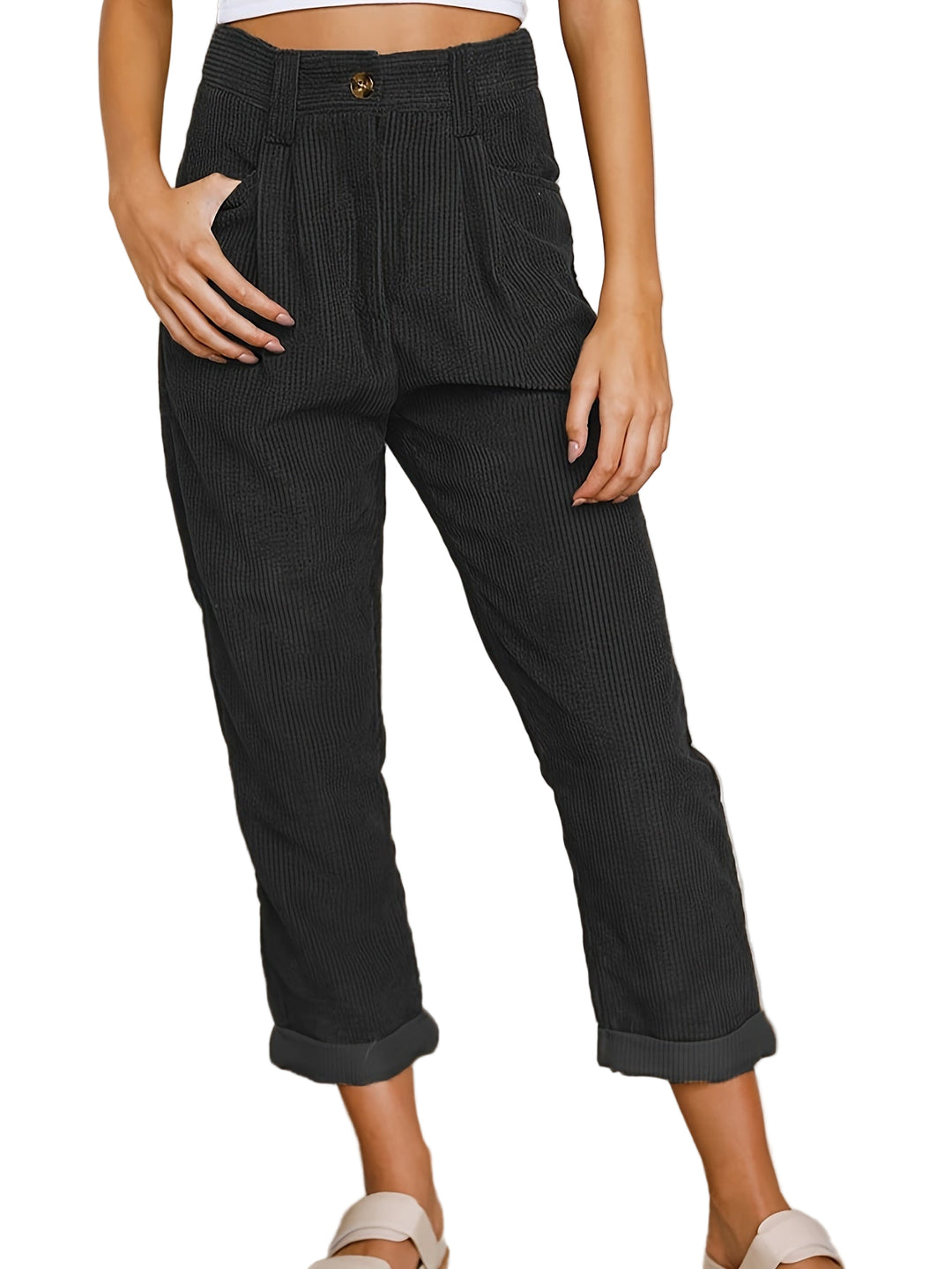Pantalon Femme Taille Haute Décontracté 0