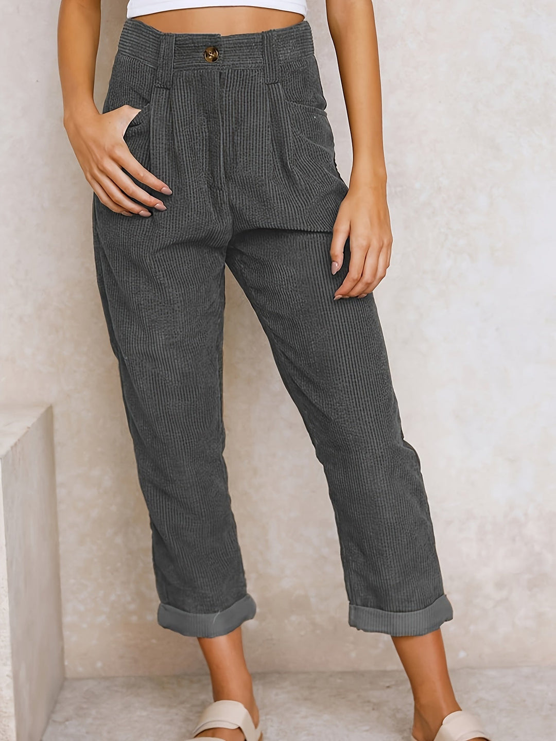 Pantalon Femme Taille Haute Décontracté 1