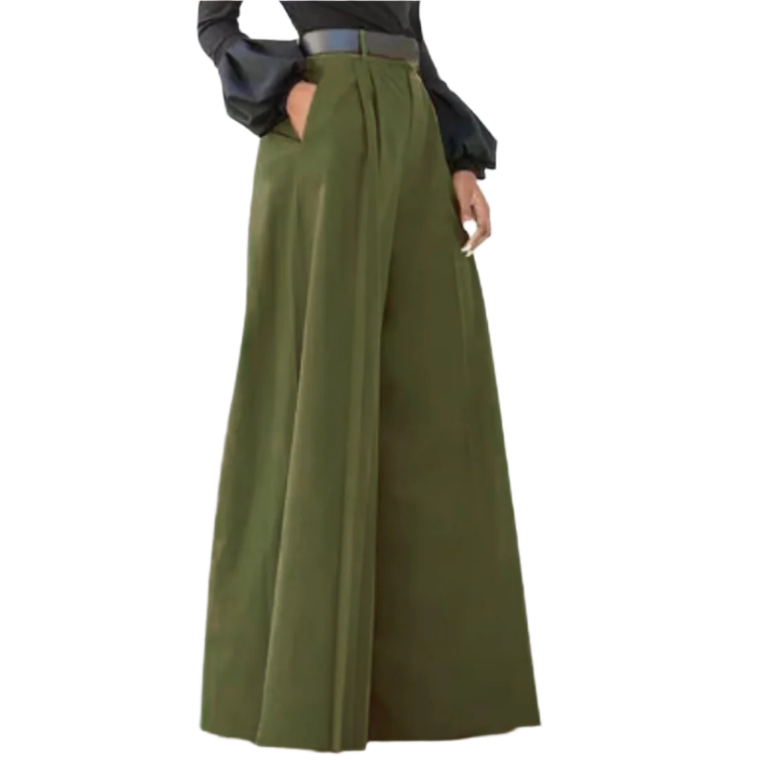 Pantalon Fluide Femme Large Taille Haute Tissu Uni 0