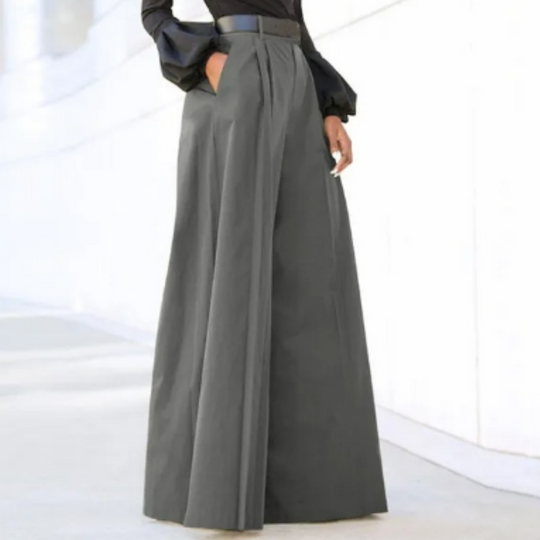 Pantalon Fluide Femme Large Taille Haute Tissu Uni 3