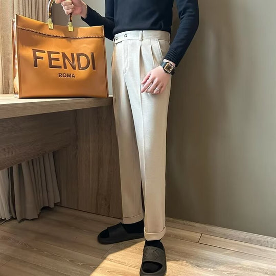 Pantalon Habillé pour Hommes Coupe Ajustée en Laine 4