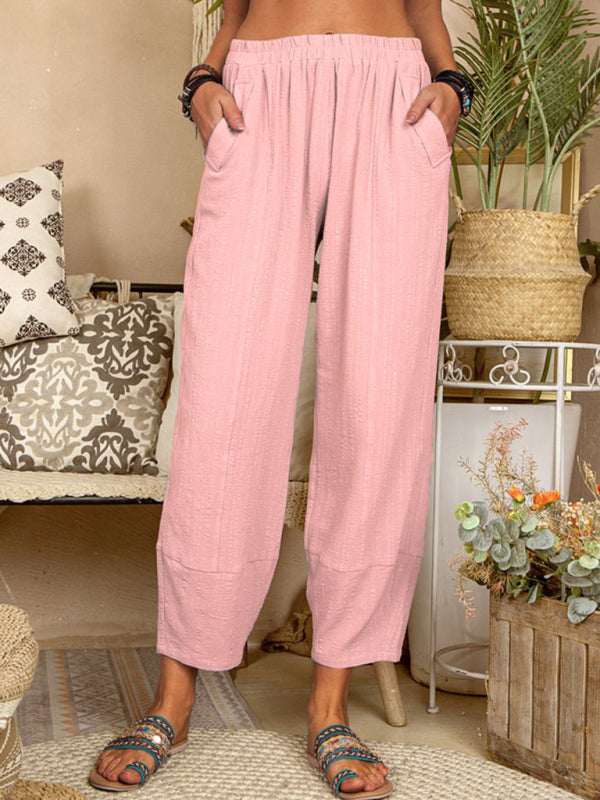 Pantalon Harem en Lin et Coton pour Femme, Style Décontracté 11