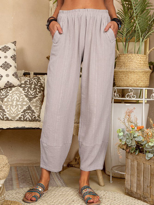 Pantalon Harem en Lin et Coton pour Femme, Style Décontracté 5