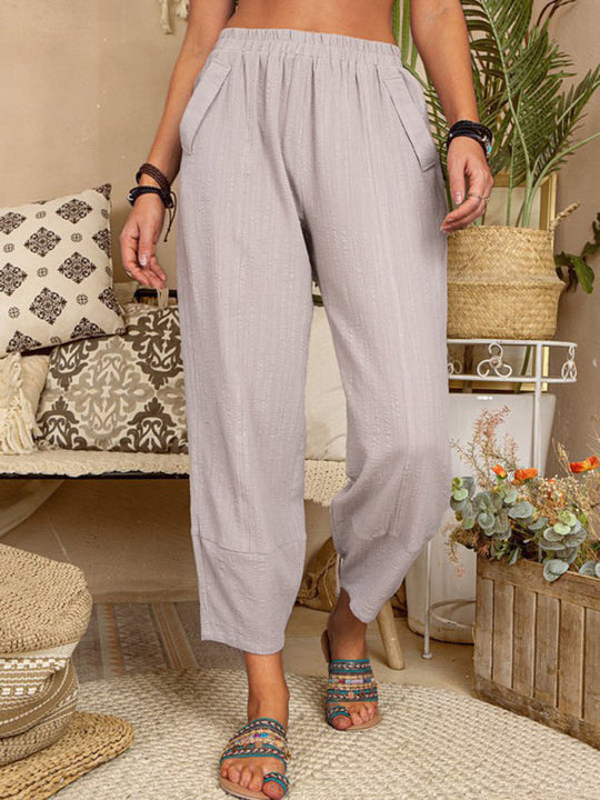 Pantalon Harem en Lin et Coton pour Femme, Style Décontracté 6