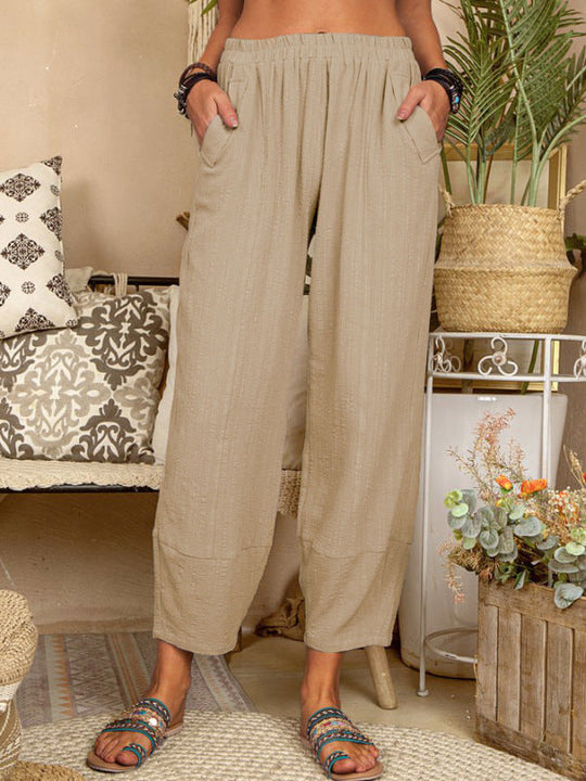 Pantalon Harem en Lin et Coton pour Femme, Style Décontracté 7