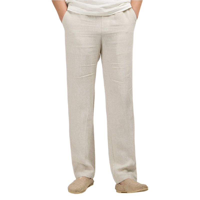 Pantalon Homme Coupe Droite Décontractée en Lin Légère 0