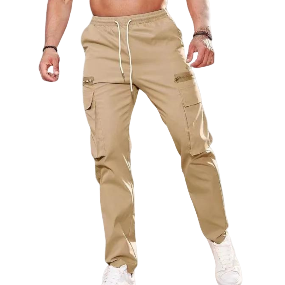 Pantalon Homme Droit Tendance Uni avec Fermeture Éclair 0