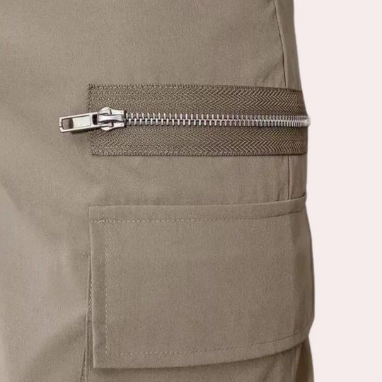 Pantalon Homme Droit Tendance Uni avec Fermeture Éclair 1