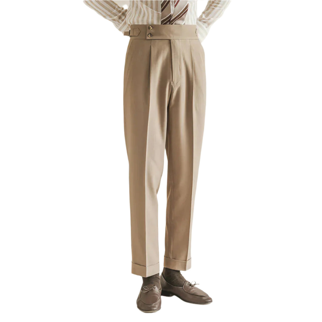 Pantalon Homme Tailleur Taille Haute Pli Creux Polyester 0