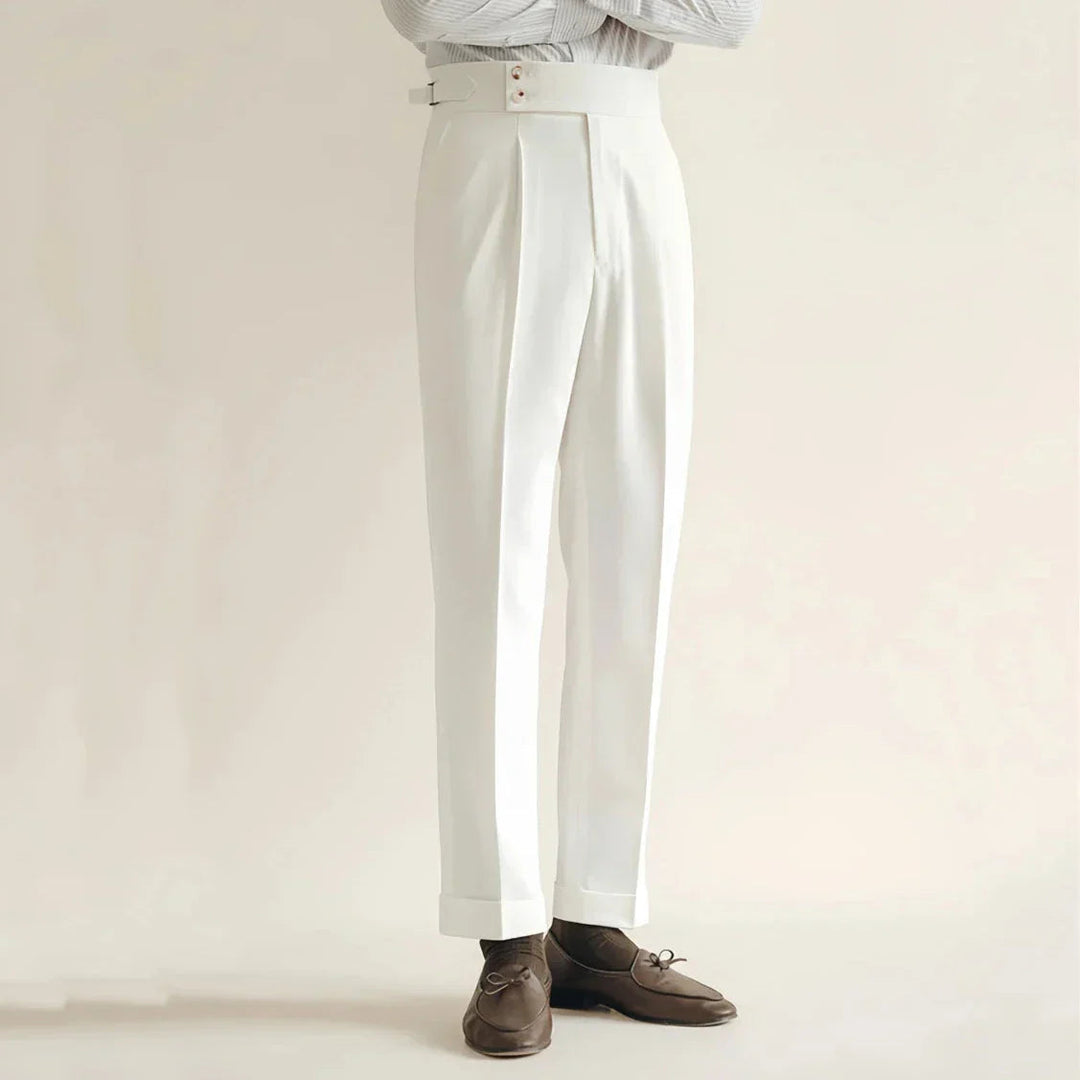Pantalon Homme Tailleur Taille Haute Pli Creux Polyester 1
