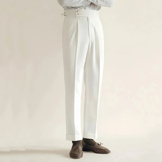 Pantalon Homme Tailleur Taille Haute Pli Creux Polyester 1