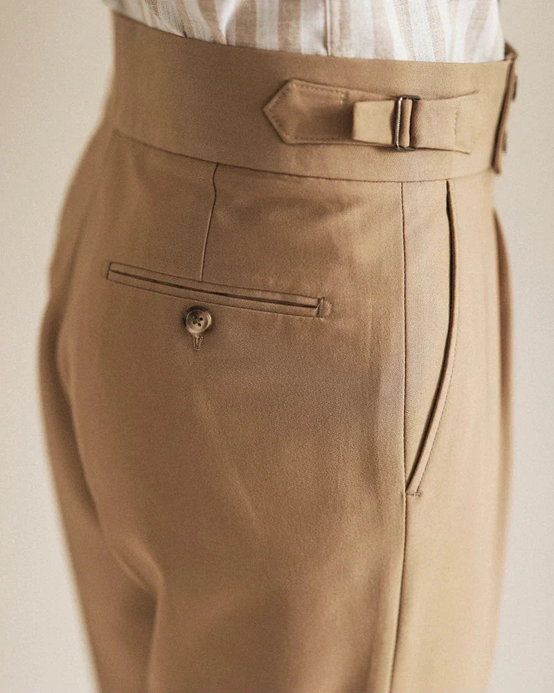 Pantalon Homme Tailleur Taille Haute Pli Creux Polyester 2