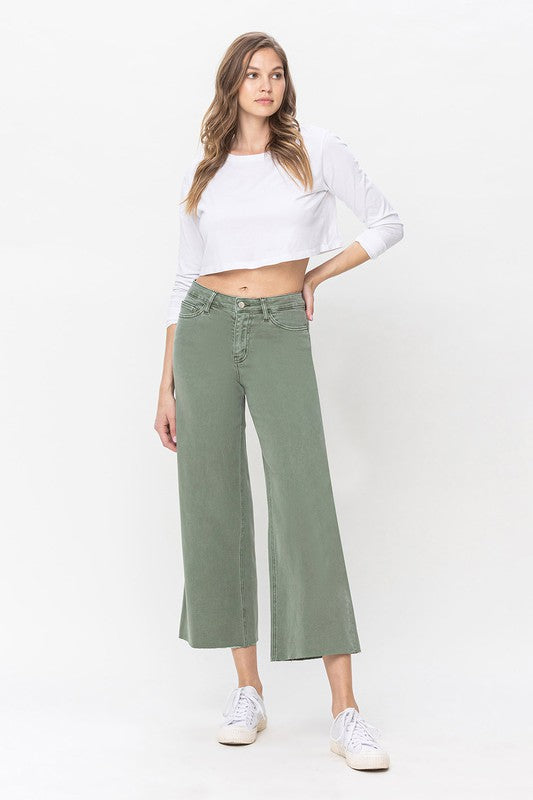 Pantalon Large Taille Haute Vert Armée 1