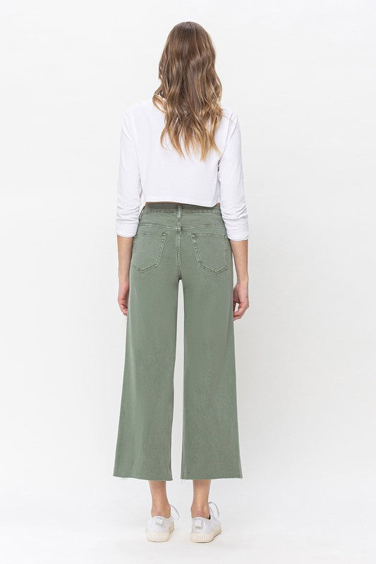 Pantalon Large Taille Haute Vert Armée 2