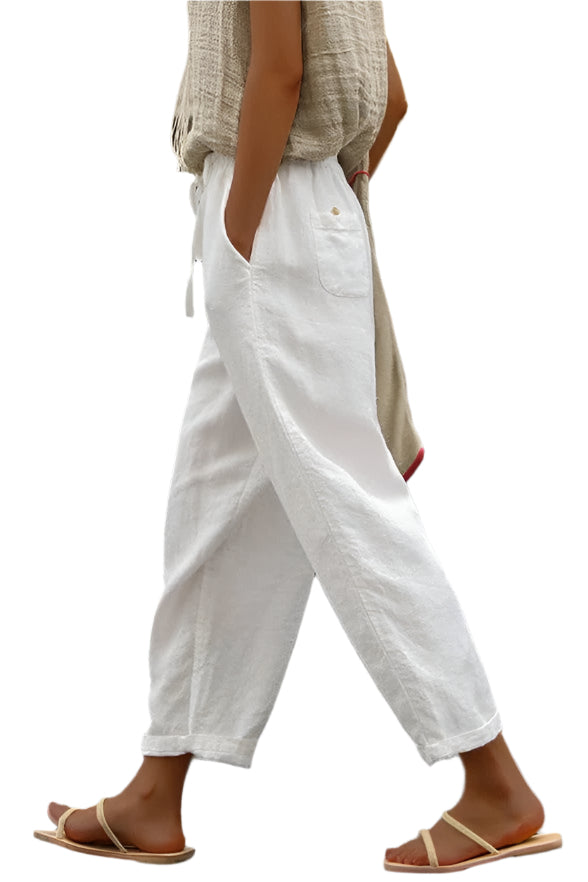 Pantalon Long Femme Coupe Ample Taille Élastique 0