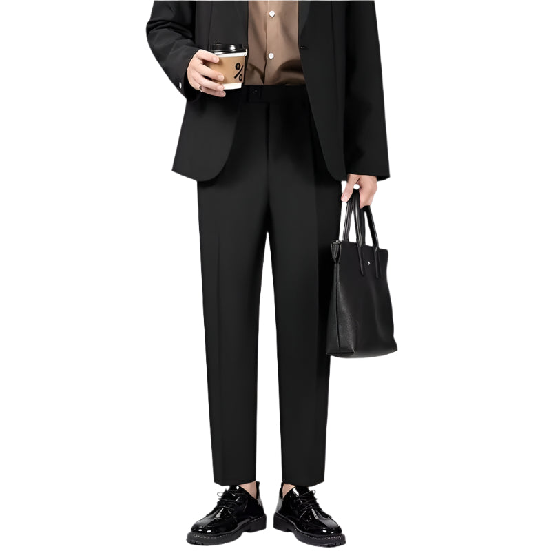 Pantalon Tailleur Homme Ajusté en Mélange de Laine 0