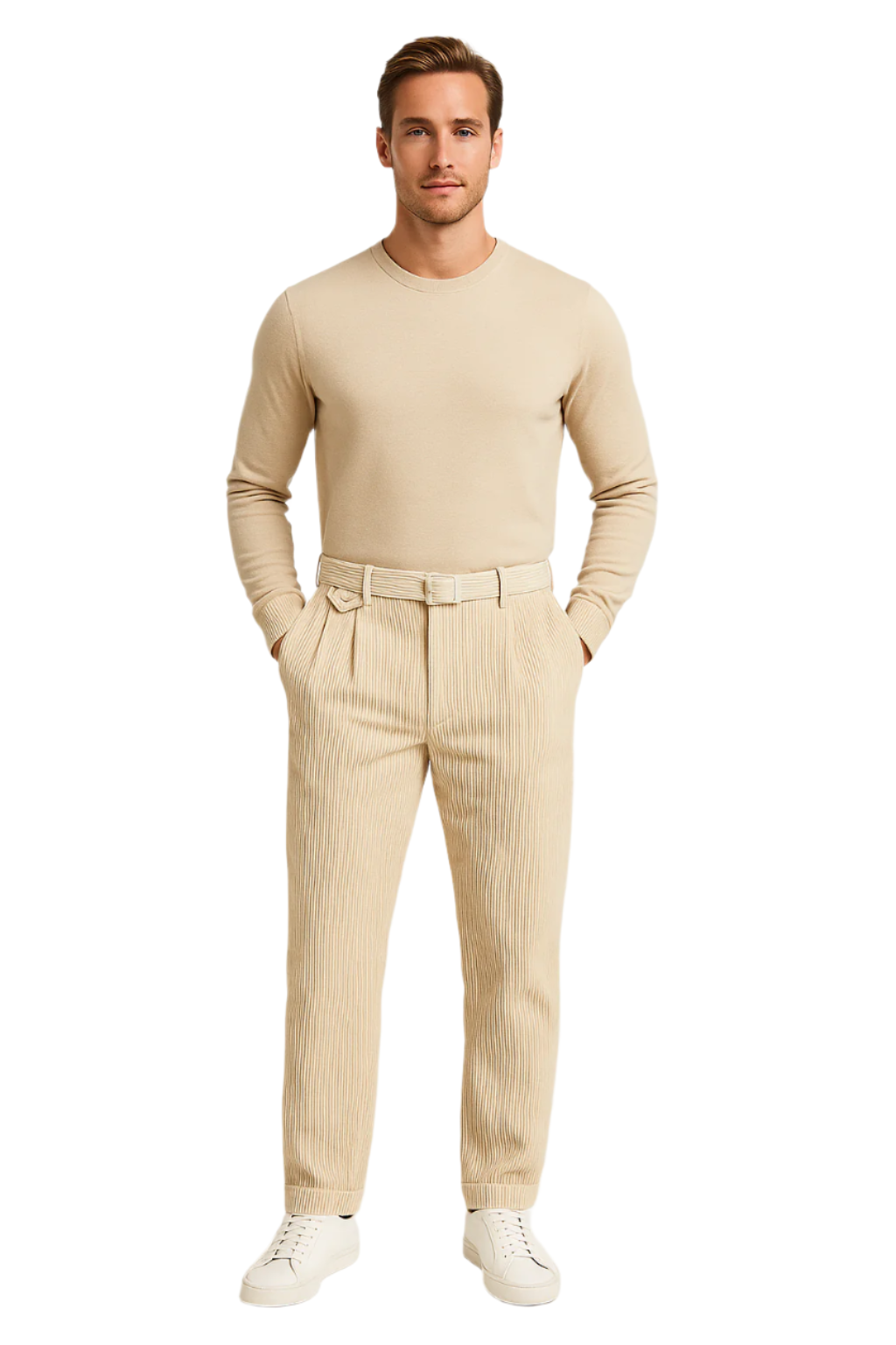 Pantalon Tailleur pour Hommes Coupe Droite en Mélange de Laine 0
