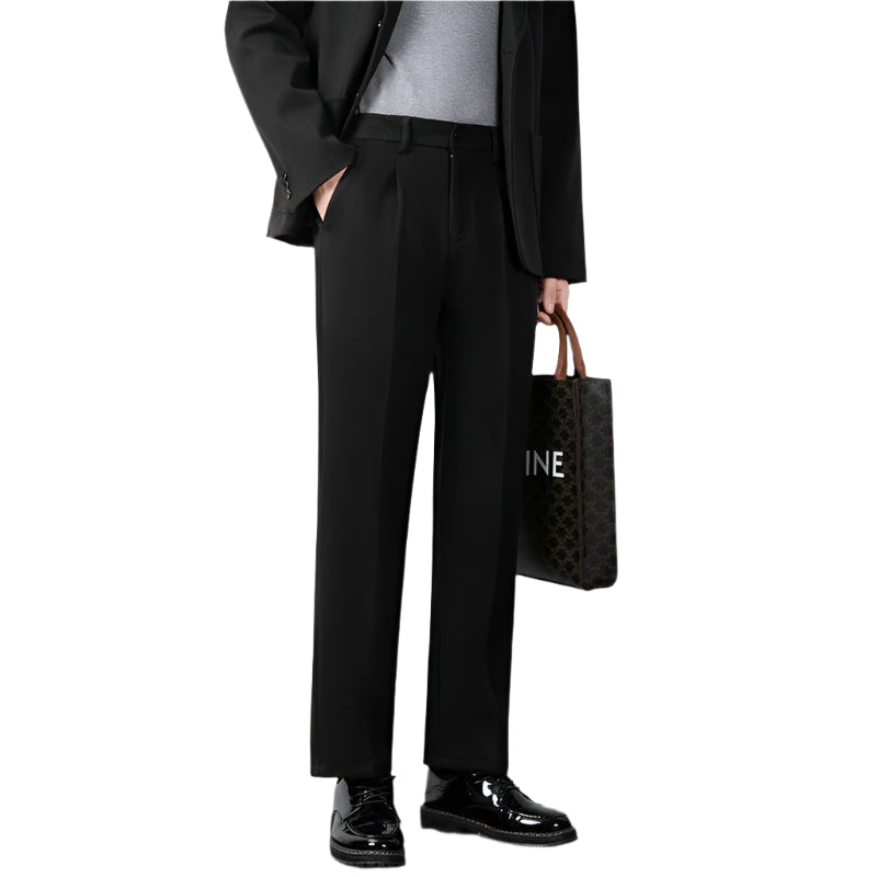 Pantalon Tailleur pour Hommes en Laine Mélangée Slim Fit 0