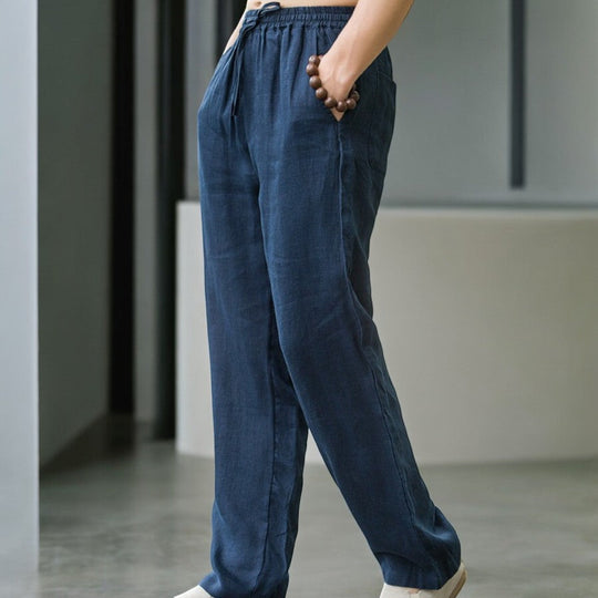 Pantalon en Lin pour Femme Style Décontracté 3