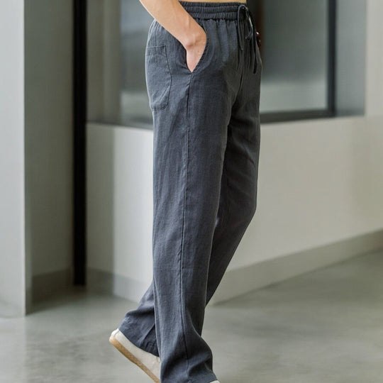 Pantalon en Lin pour Femme Style Décontracté 7