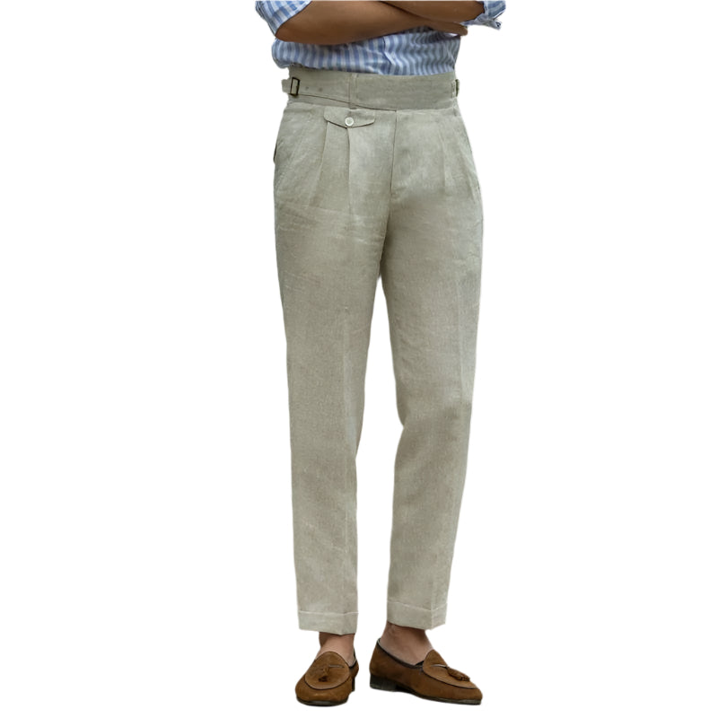 Pantalon pour Homme Slim Fit Taille Haute en Lin 0