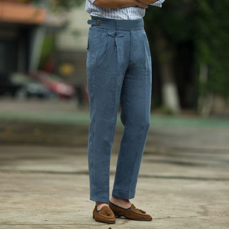 Pantalon pour Homme Slim Fit Taille Haute en Lin 2