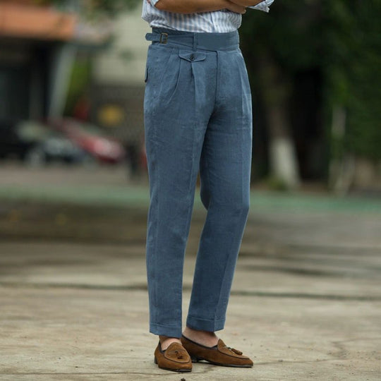 Pantalon pour Homme Slim Fit Taille Haute en Lin 2