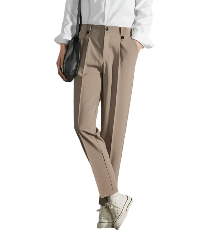 Pantalon pour Hommes Coupe Classique avec Pli Avant en Mélange de Coton 0