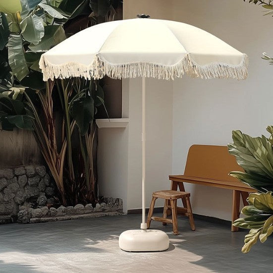 Parasol de jardin avec ourlet frangé pour extérieur 1
