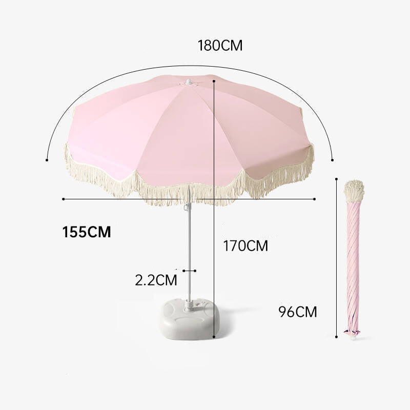 Parasol de jardin avec ourlet frangé pour extérieur 4