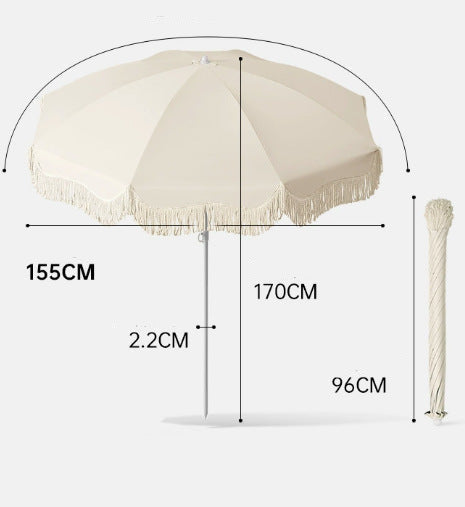 Parasol de jardin avec ourlet frangé pour extérieur 5
