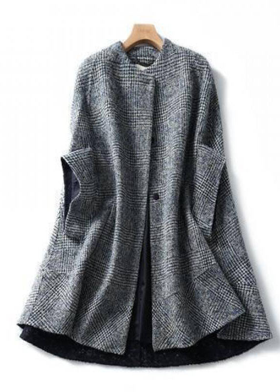 Parka d'Automne à Manches Trois-Quarts à Carreaux 3