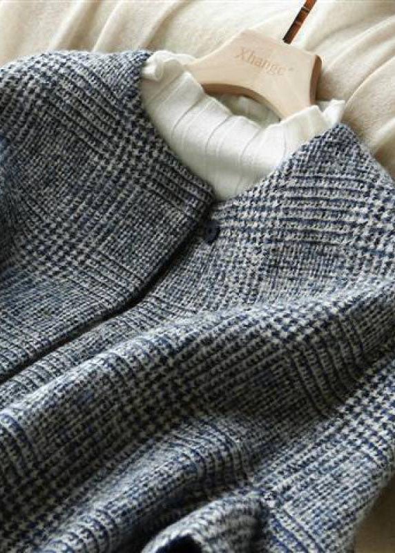 Parka d'Automne à Manches Trois-Quarts à Carreaux 4