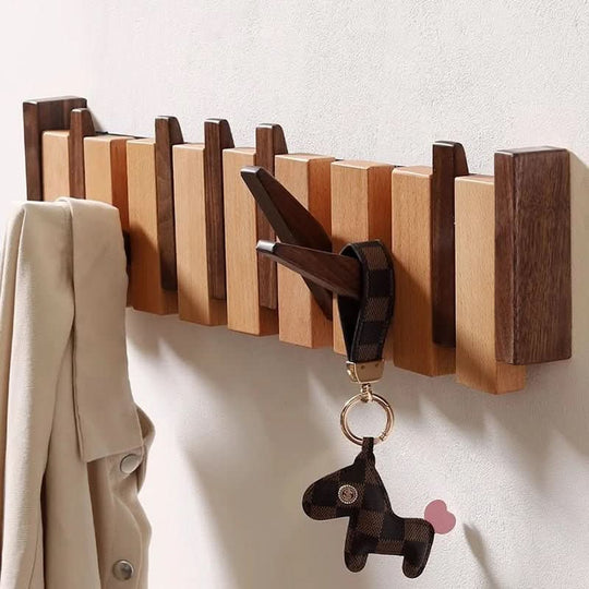 Patère Murale Design Piano Avec Crochets Pliants pour Vêtements et Accessoires 2