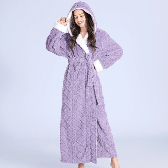 Peignoir Femme Long avec Capuche et Poches 1