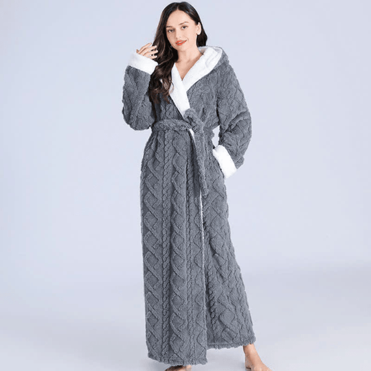 Peignoir Femme Long avec Capuche et Poches 6
