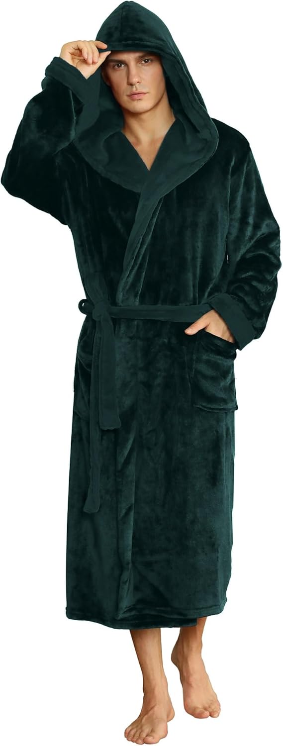 Peignoir Homme Doux Bicolore avec Capuche et Poches Profondes 1