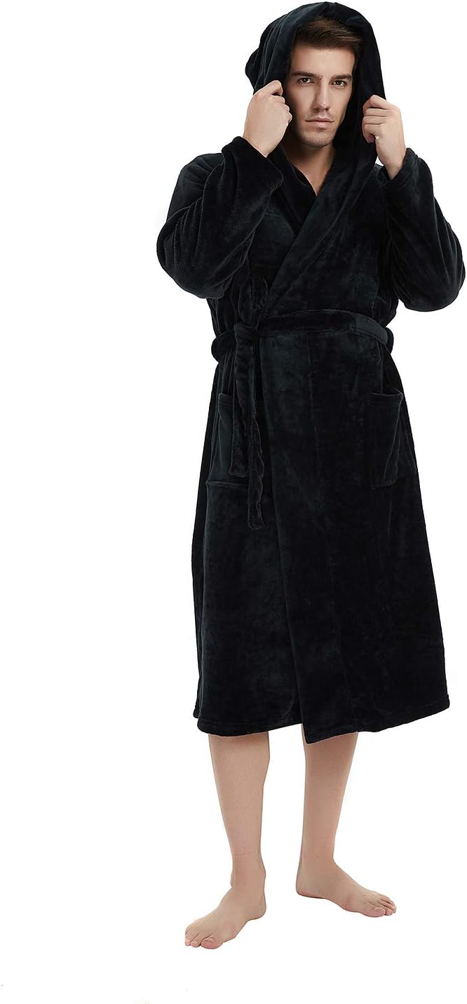 Peignoir Homme Doux Bicolore avec Capuche et Poches Profondes 10