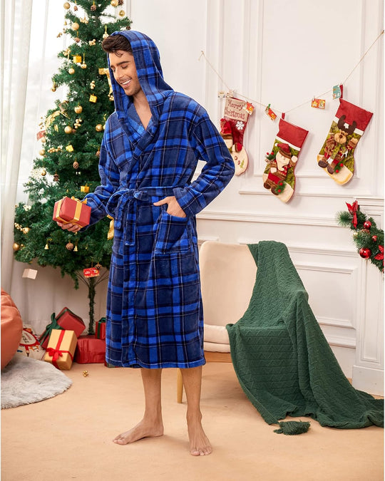 Peignoir Homme Long Confort Avec Poches Ajustable 4